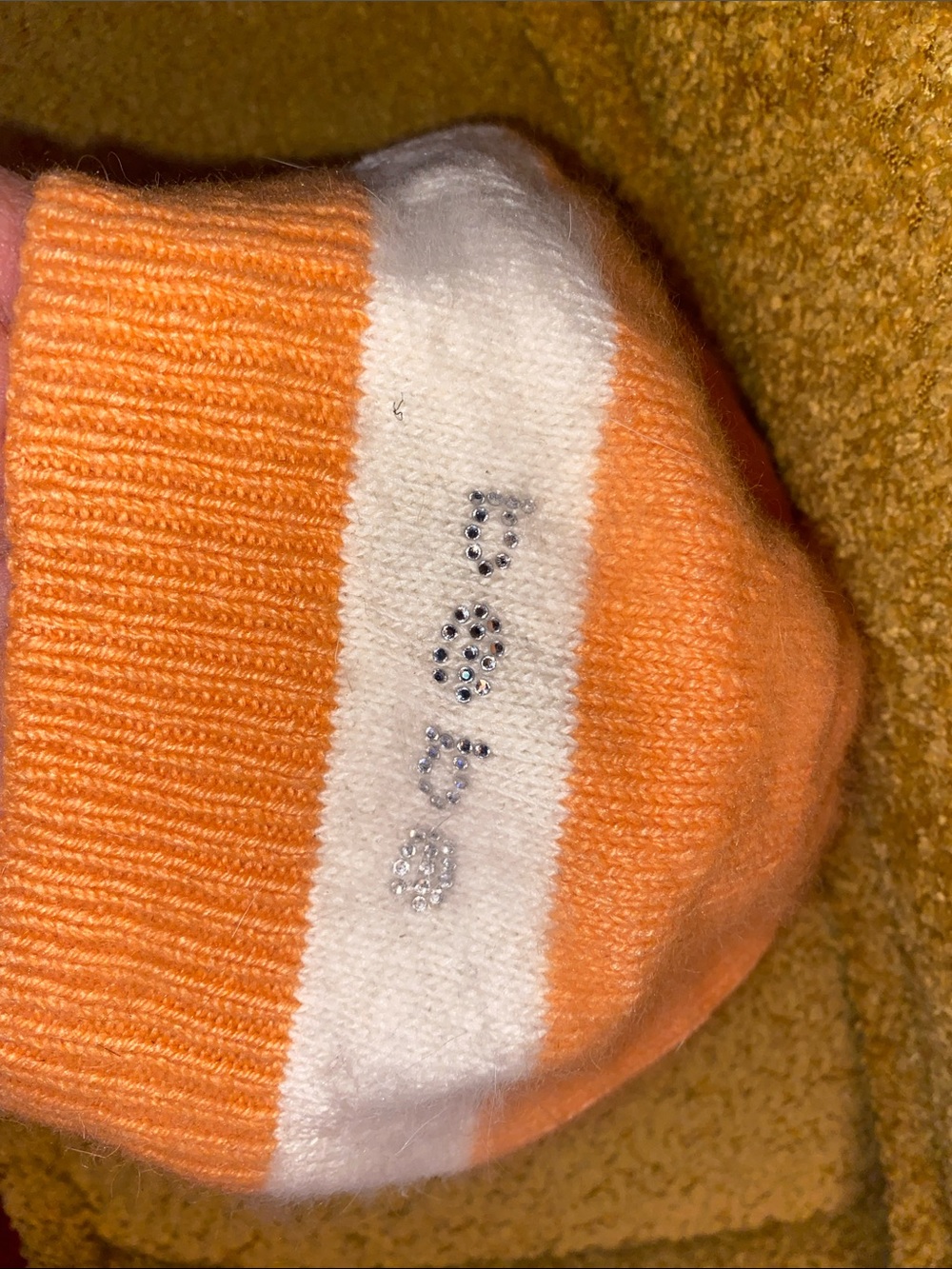 Bebe orange soft knit rhinestone beanie